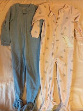 Carter's Blue and Pink Footed One-Piece Pajama Set